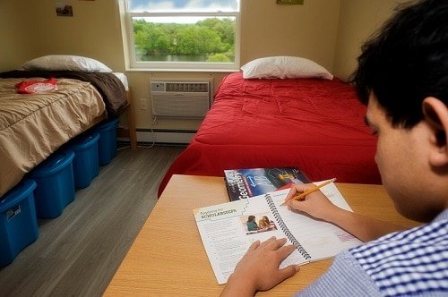 Dormitory Interior Bedroom Boy Studying 2015